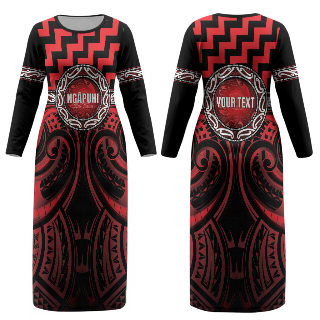 Aotearoa Ngapuhi Personalised Couples Matching Long Sleeve Bodycon Dress and Hawaiian Shirt Maori Iwi Poutama Puhoro Tattoo