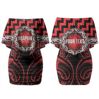 Aotearoa Ngapuhi Personalised Couples Matching Off Shoulder Short Dress and Long Sleeve Button Shirt Maori Iwi Poutama Puhoro Tattoo