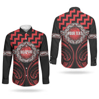 Aotearoa Ngapuhi Personalised Couples Matching Puletasi and Long Sleeve Button Shirt Maori Iwi Poutama Puhoro Tattoo