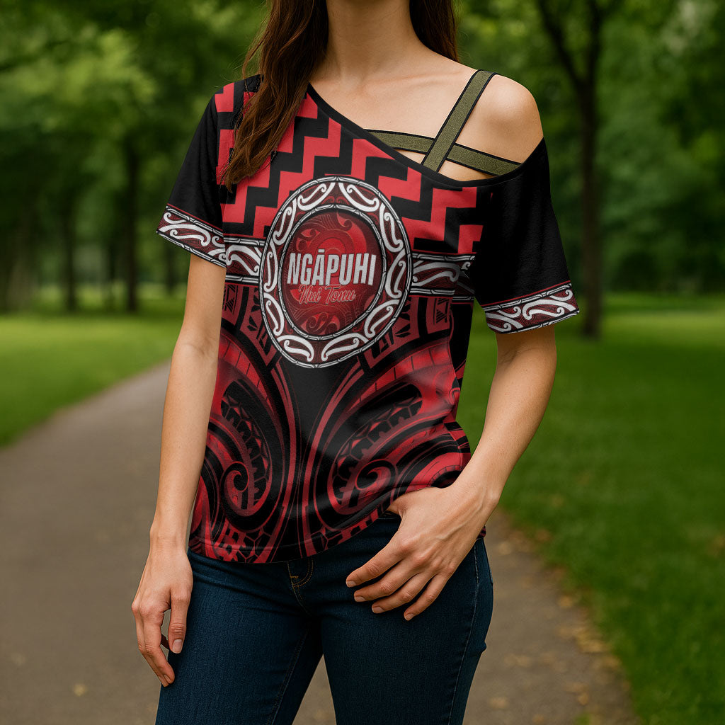 Aotearoa Ngapuhi Personalised Cross Shoulder Shirt Maori Iwi Poutama Puhoro Tattoo