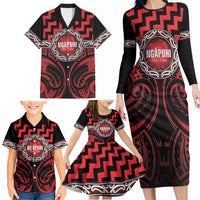 Aotearoa Ngapuhi Personalised Family Matching Long Sleeve Bodycon Dress and Hawaiian Shirt Maori Iwi Poutama Puhoro Tattoo