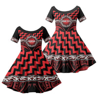 Aotearoa Ngapuhi Personalised Family Matching Off Shoulder Short Dress and Hawaiian Shirt Maori Iwi Poutama Puhoro Tattoo