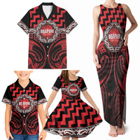 Aotearoa Ngapuhi Personalised Family Matching Tank Maxi Dress and Hawaiian Shirt Maori Iwi Poutama Puhoro Tattoo