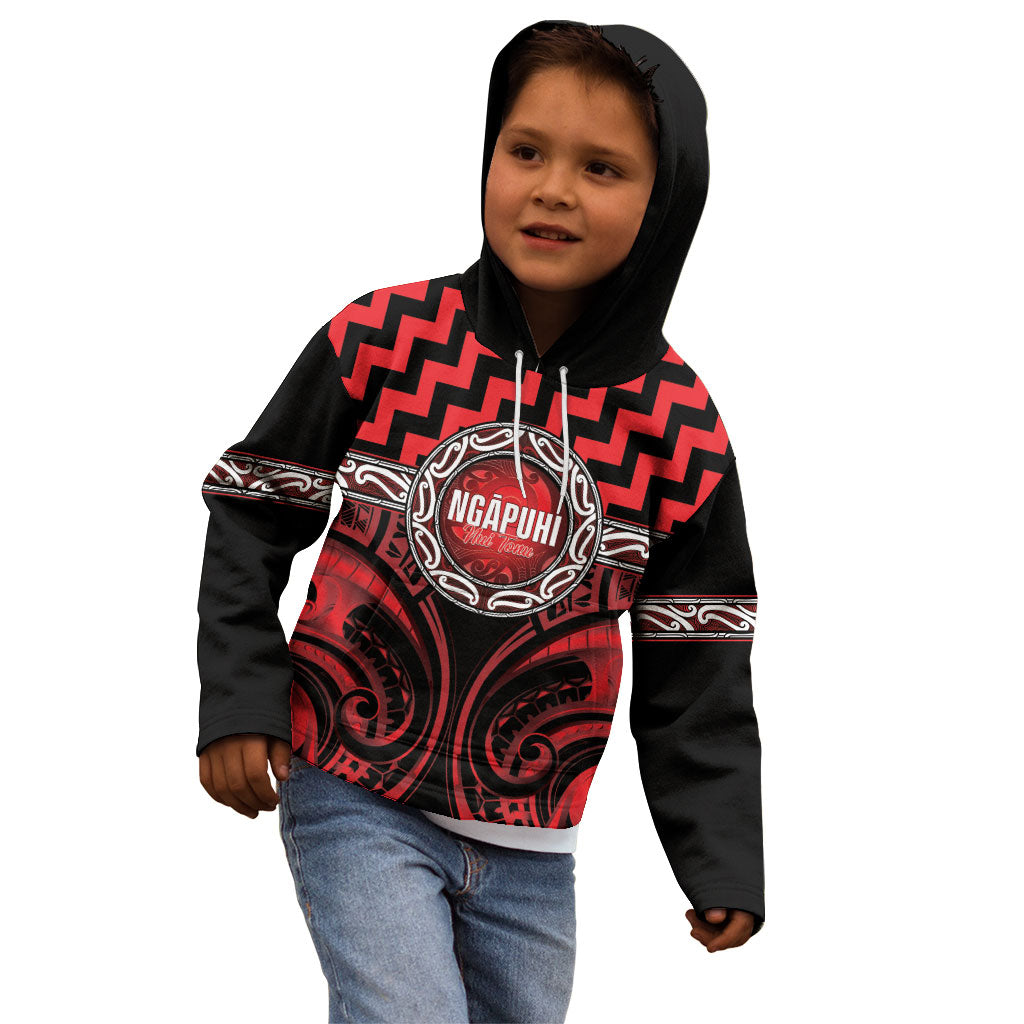 Aotearoa Ngapuhi Personalised Kid Hoodie Maori Iwi Poutama Puhoro Tattoo