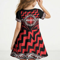 Aotearoa Ngapuhi Personalised Kid Short Sleeve Dress Maori Iwi Poutama Puhoro Tattoo