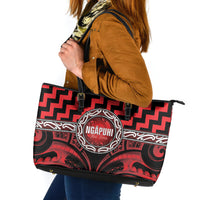 Aotearoa Ngapuhi Leather Tote Bag Maori Iwi Poutama Puhoro Tattoo