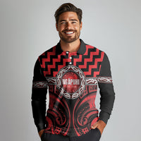 Aotearoa Ngapuhi Personalised Long Sleeve Polo Shirt Maori Iwi Poutama Puhoro Tattoo