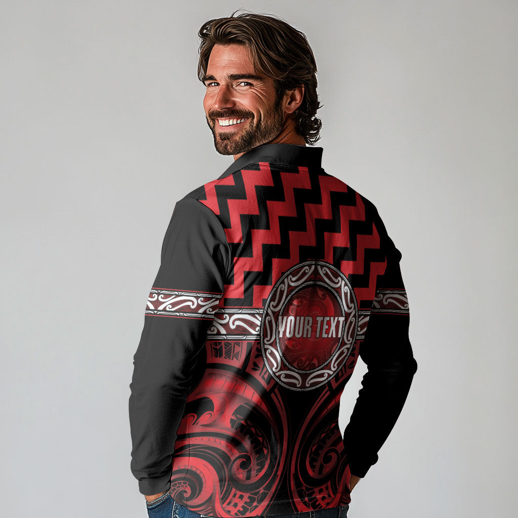 Aotearoa Ngapuhi Personalised Long Sleeve Polo Shirt Maori Iwi Poutama Puhoro Tattoo