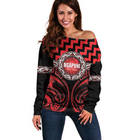 Aotearoa Ngapuhi Personalised Off Shoulder Sweater Maori Iwi Poutama Puhoro Tattoo