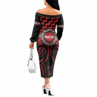 Aotearoa Ngapuhi Personalised Off The Shoulder Long Sleeve Dress Maori Iwi Poutama Puhoro Tattoo
