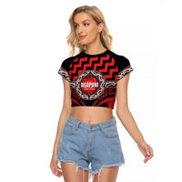 Aotearoa Ngapuhi Personalised Raglan Cropped T Shirt Maori Iwi Poutama Puhoro Tattoo