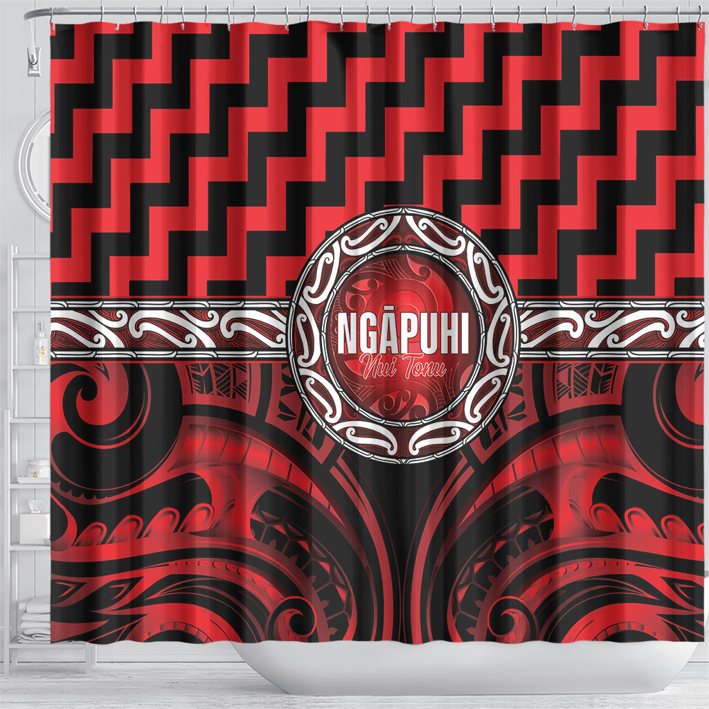 Aotearoa Ngapuhi Shower Curtain Maori Iwi Poutama Puhoro Tattoo