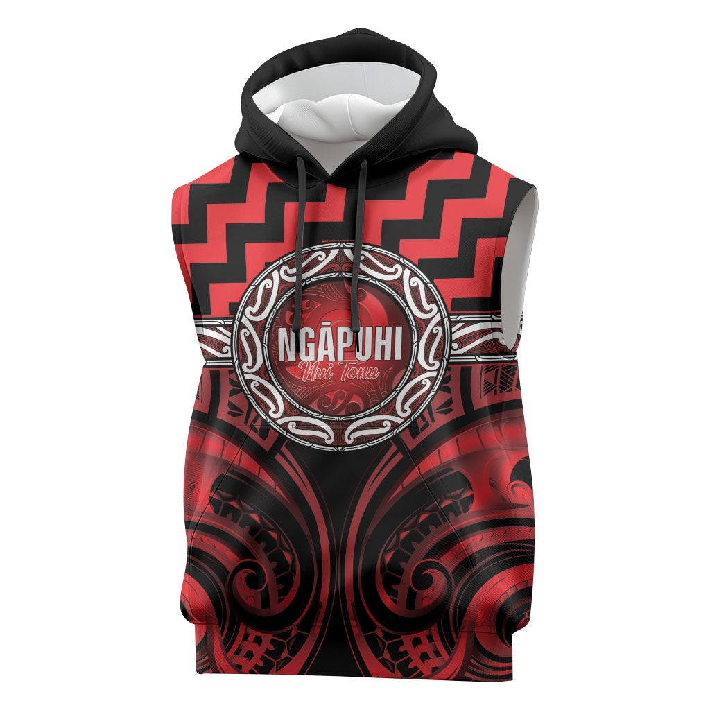 Aotearoa Ngapuhi Personalised Sleeveless Hoodie Maori Iwi Poutama Puhoro Tattoo