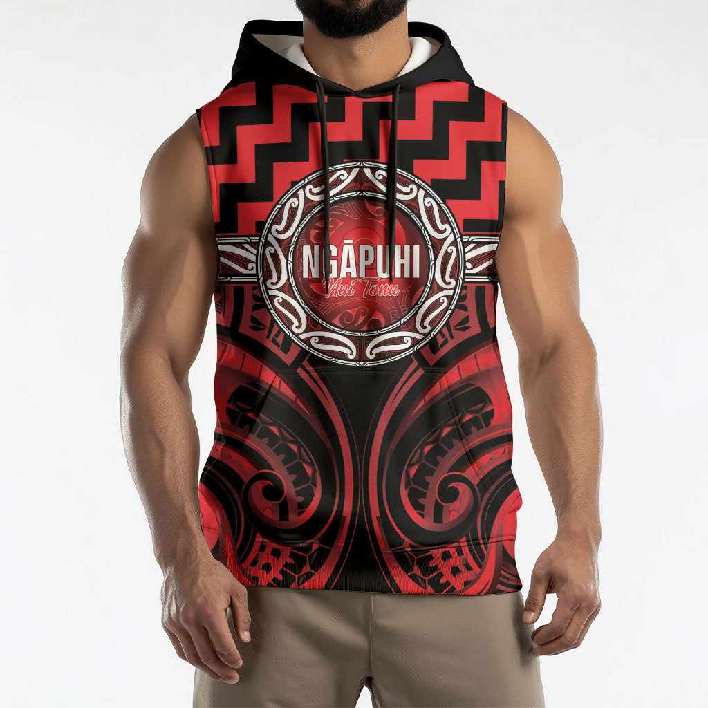 Aotearoa Ngapuhi Personalised Sleeveless Hoodie Maori Iwi Poutama Puhoro Tattoo