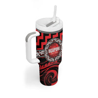 Aotearoa Ngapuhi Personalised Tumbler With Handle Maori Iwi Poutama Puhoro Tattoo