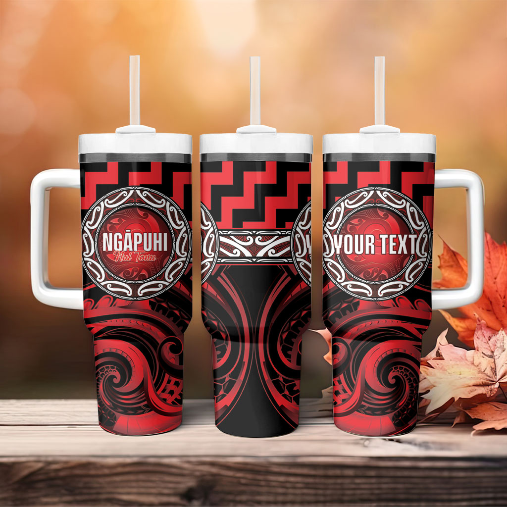 Aotearoa Ngapuhi Personalised Tumbler With Handle Maori Iwi Poutama Puhoro Tattoo