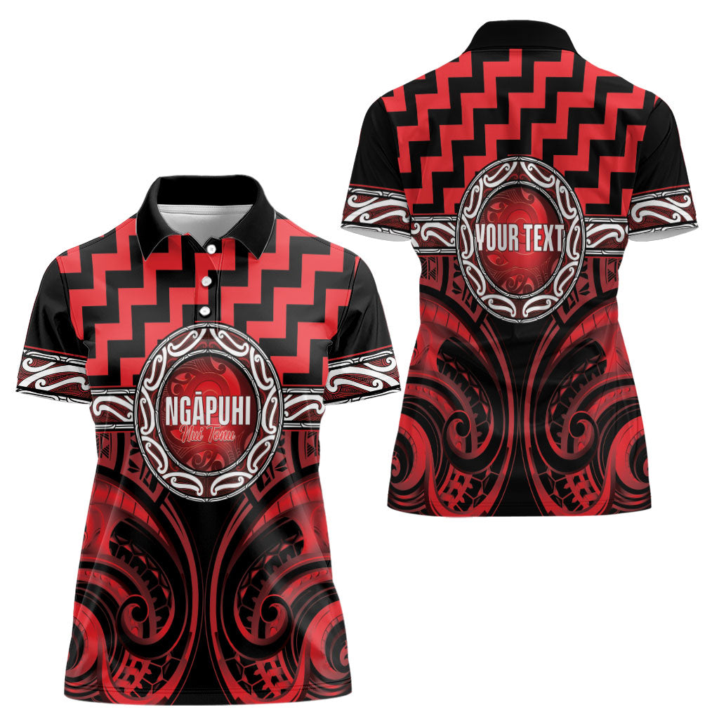 Aotearoa Ngapuhi Personalised Women Polo Shirt Maori Iwi Poutama Puhoro Tattoo
