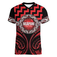 Aotearoa Ngapuhi Personalised Women V-Neck T-Shirt Maori Iwi Poutama Puhoro Tattoo