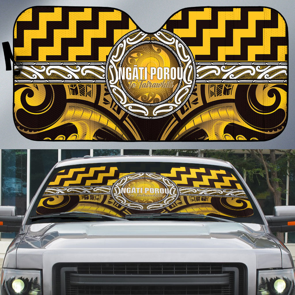 Aotearoa Ngati Porou Auto Sun Shade Maori Iwi Poutama Puhoro Tattoo