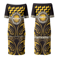 Aotearoa Ngati Porou Personalised Couples Matching Puletasi and Long Sleeve Button Shirt Maori Iwi Poutama Puhoro Tattoo