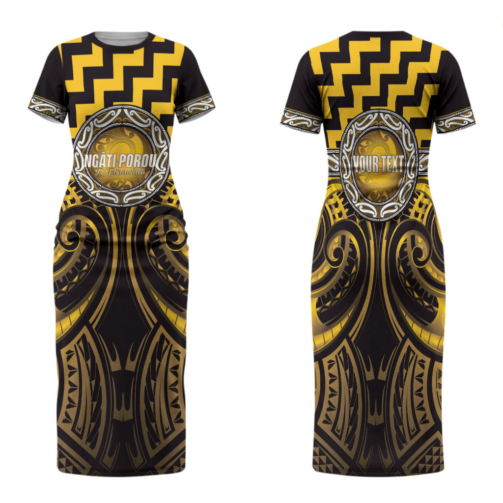 Aotearoa Ngati Porou Personalised Family Matching Short Sleeve Bodycon Dress and Hawaiian Shirt Maori Iwi Poutama Puhoro Tattoo