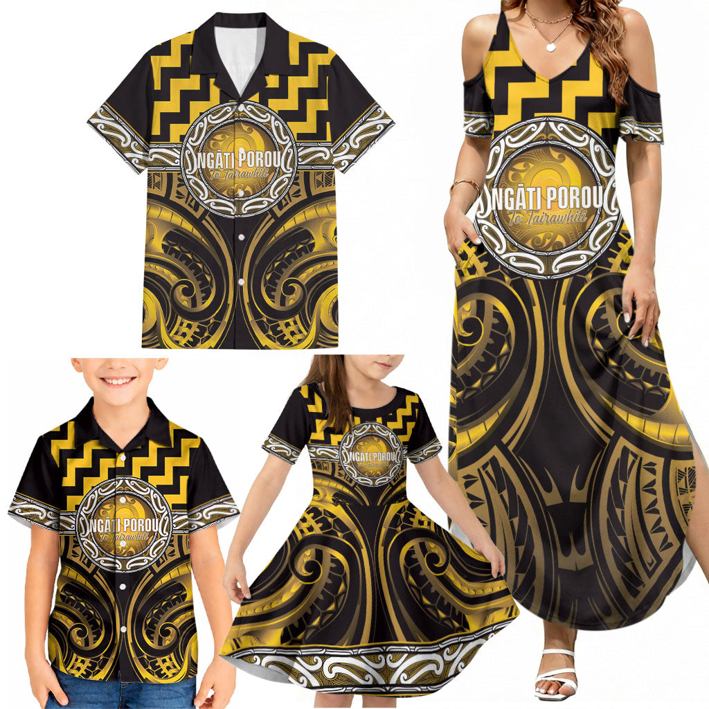Aotearoa Ngati Porou Personalised Family Matching Summer Maxi Dress and Hawaiian Shirt Maori Iwi Poutama Puhoro Tattoo LT14 - Polynesian Pride