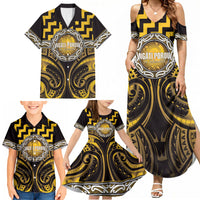 Aotearoa Ngati Porou Personalised Family Matching Summer Maxi Dress and Hawaiian Shirt Maori Iwi Poutama Puhoro Tattoo