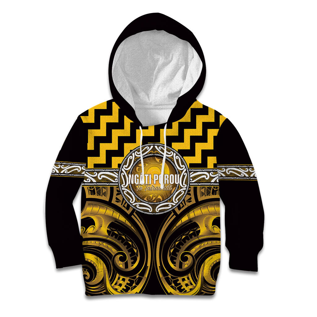 Aotearoa Ngati Porou Personalised Kid Hoodie Maori Iwi Poutama Puhoro Tattoo