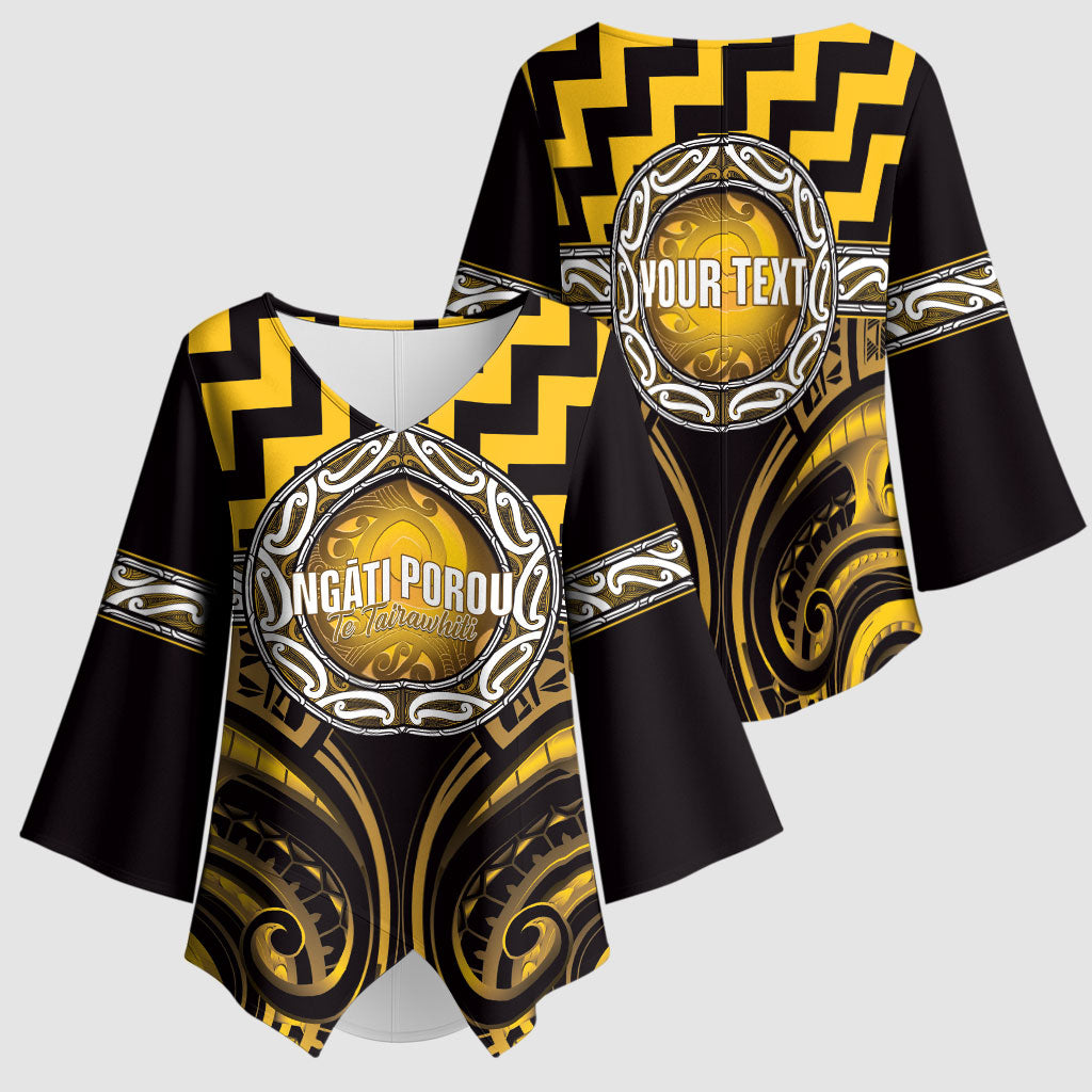 Aotearoa Ngati Porou Personalised Kimono Sleeve Blouse Maori Iwi Poutama Puhoro Tattoo