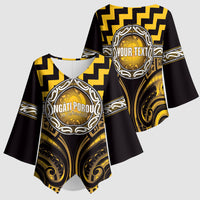 Aotearoa Ngati Porou Personalised Kimono Sleeve Blouse Maori Iwi Poutama Puhoro Tattoo