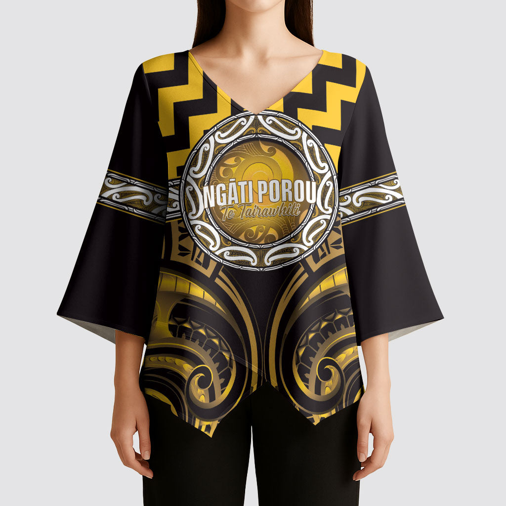 Aotearoa Ngati Porou Personalised Kimono Sleeve Blouse Maori Iwi Poutama Puhoro Tattoo