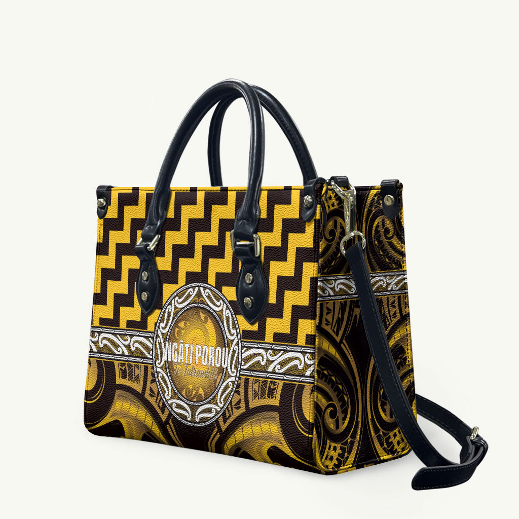 Aotearoa Ngati Porou Leather Bag Maori Iwi Poutama Puhoro Tattoo