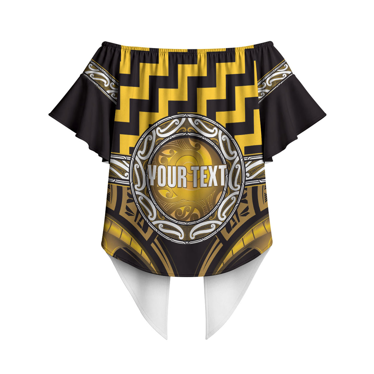 Aotearoa Ngati Porou Personalised Off Shoulder Wrap Waist Top Maori Iwi Poutama Puhoro Tattoo