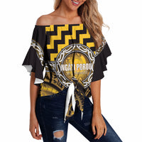 Aotearoa Ngati Porou Personalised Off Shoulder Wrap Waist Top Maori Iwi Poutama Puhoro Tattoo