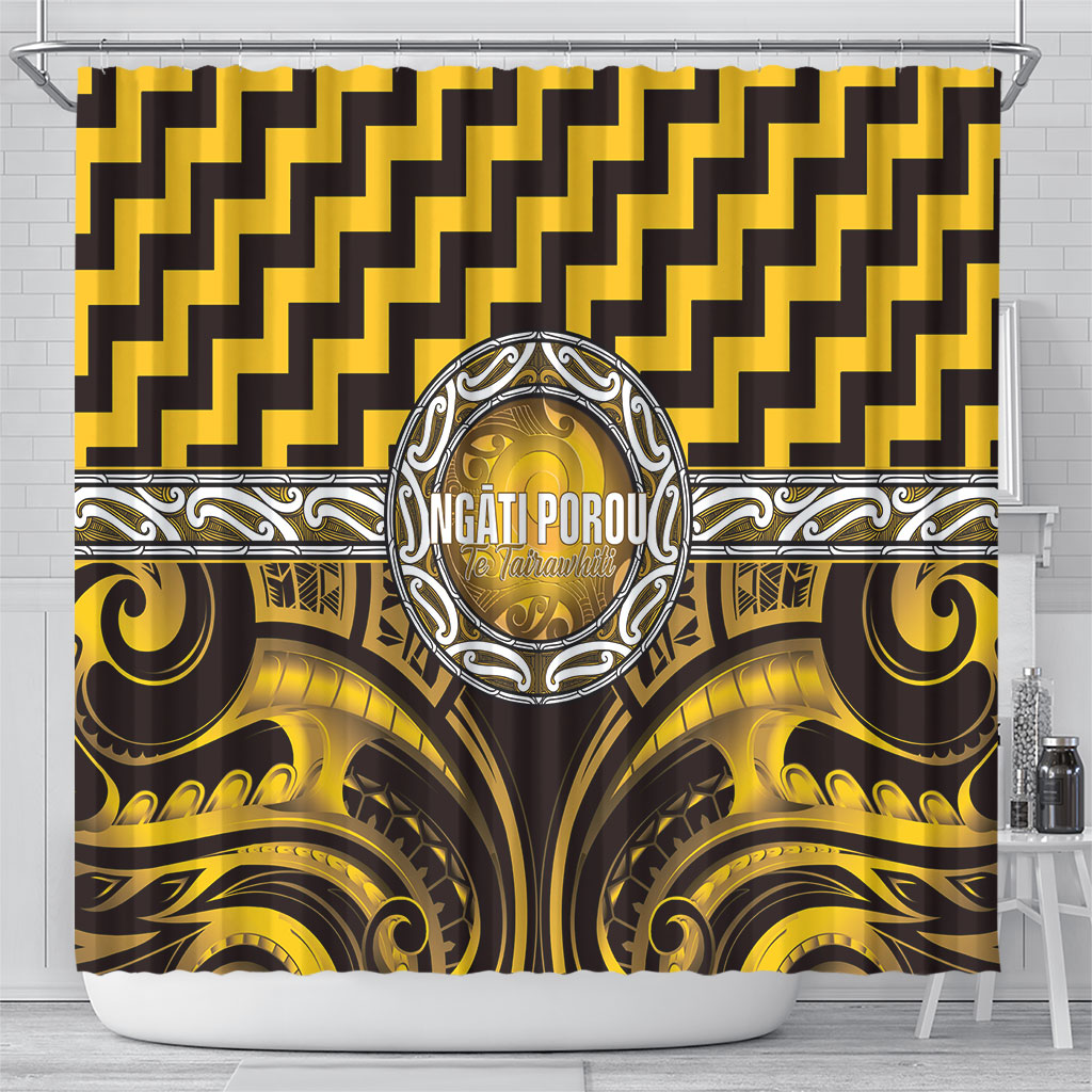 Aotearoa Ngati Porou Shower Curtain Maori Iwi Poutama Puhoro Tattoo