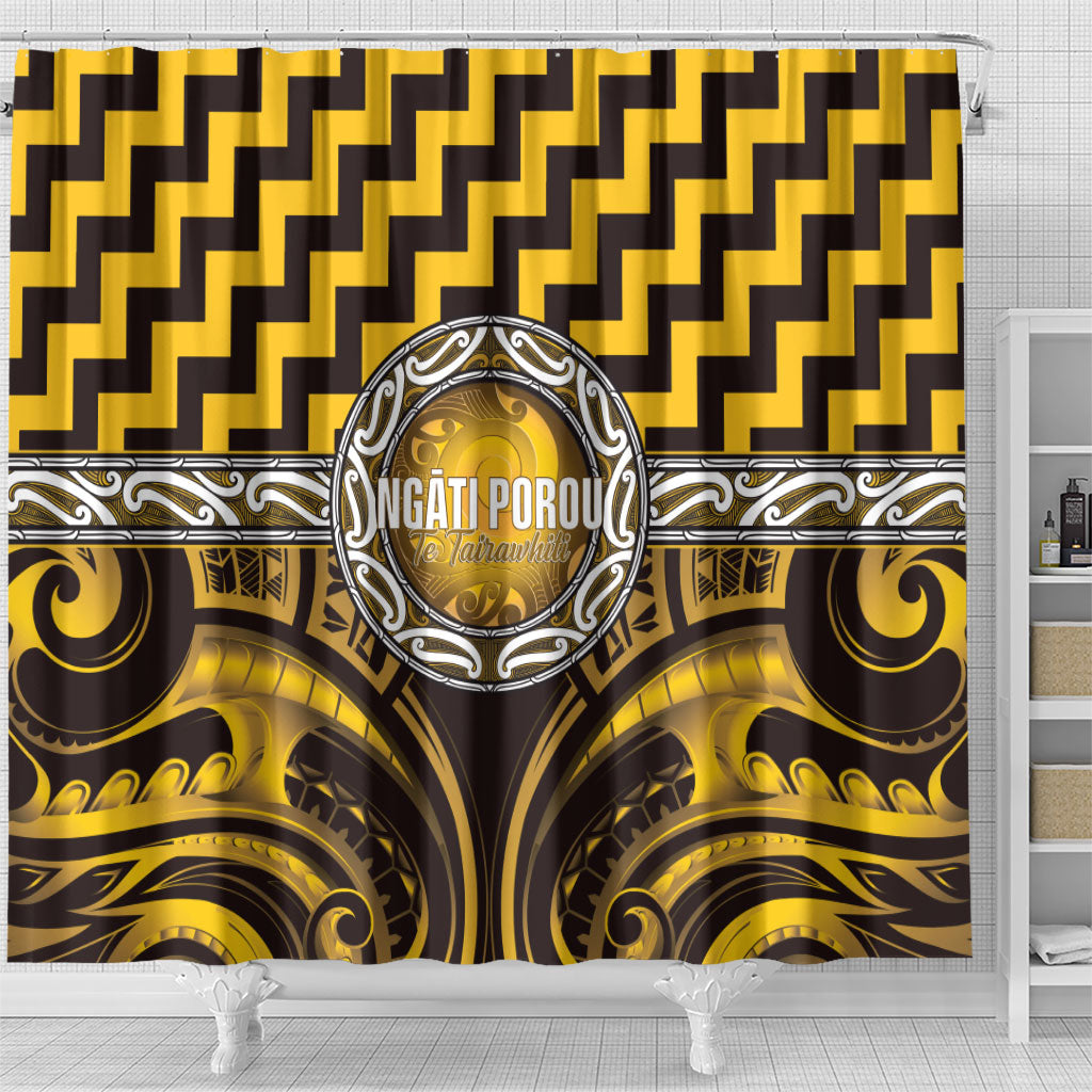 Aotearoa Ngati Porou Shower Curtain Maori Iwi Poutama Puhoro Tattoo