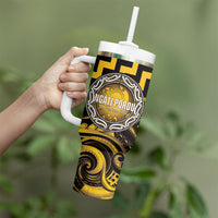 Aotearoa Ngati Porou Personalised Tumbler With Handle Maori Iwi Poutama Puhoro Tattoo