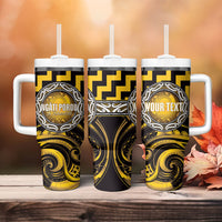 Aotearoa Ngati Porou Personalised Tumbler With Handle Maori Iwi Poutama Puhoro Tattoo