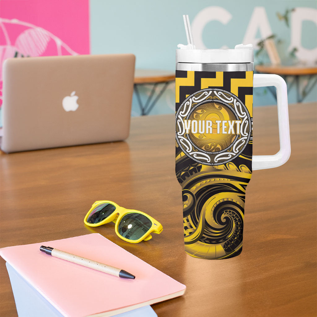 Aotearoa Ngati Porou Personalised Tumbler With Handle Maori Iwi Poutama Puhoro Tattoo