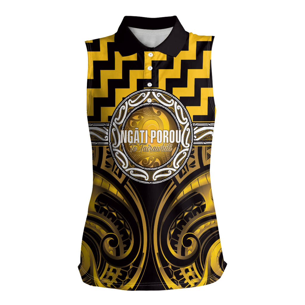 Aotearoa Ngati Porou Personalised Women Sleeveless Polo Shirt Maori Iwi Poutama Puhoro Tattoo