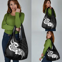 Polynesia Grocery Bag Plumeria With Tribal Pattern Black LT14 - Polynesian Pride