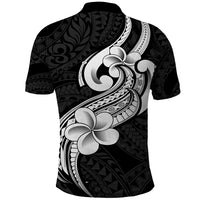Polynesia Polo Shirt Plumeria With Tribal Pattern Black Vibes LT14 - Polynesian Pride