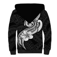 Polynesia Sherpa Hoodie Plumeria With Tribal Pattern Black Vibes LT14 - Polynesian Pride