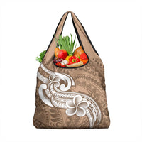 Polynesia Grocery Bag Plumeria With Tribal Pattern Brown Pastel LT14 1-pack One Size Brown - Polynesian Pride