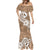 Polynesia Mermaid Dress Plumeria With Tribal Pattern Brown Pastel Vibes LT14 - Polynesian Pride