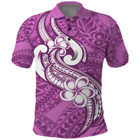Polynesia Polo Shirt Plumeria With Tribal Pattern Pink Pastel Vibes LT14 Pink - Polynesian Pride
