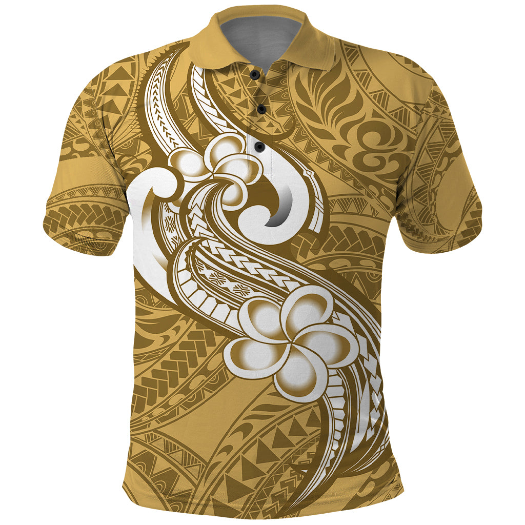 Polynesia Polo Shirt Plumeria With Tribal Pattern Yellow Pastel Vibes LT14 Yellow - Polynesian Pride