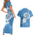 Polynesia Couples Matching Short Sleeve Bodycon Dress and Hawaiian Shirt Plumeria With Tribal Pattern Blue Pastel Vibes LT14 - Polynesian Pride