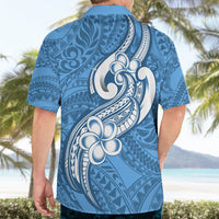 Polynesia Hawaiian Shirt Plumeria With Tribal Pattern Blue Pastel Vibes LT14 - Polynesian Pride
