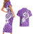 Polynesia Couples Matching Short Sleeve Bodycon Dress and Hawaiian Shirt Plumeria With Tribal Pattern Purple Pastel Vibes LT14 - Polynesian Pride